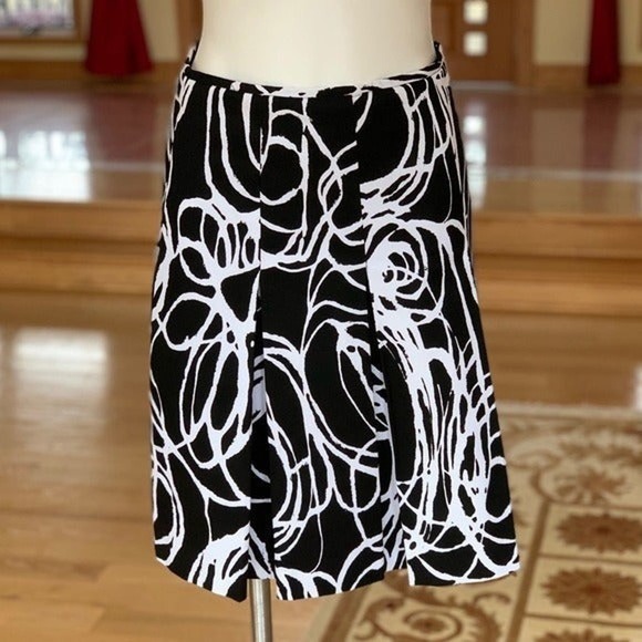 Pleated A-Line Knee Length Graphic Print Skirt Size Medium - Picture 1 of 8